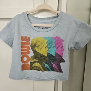 Kids David Bowie Cropped Terry Tee - Light Blue